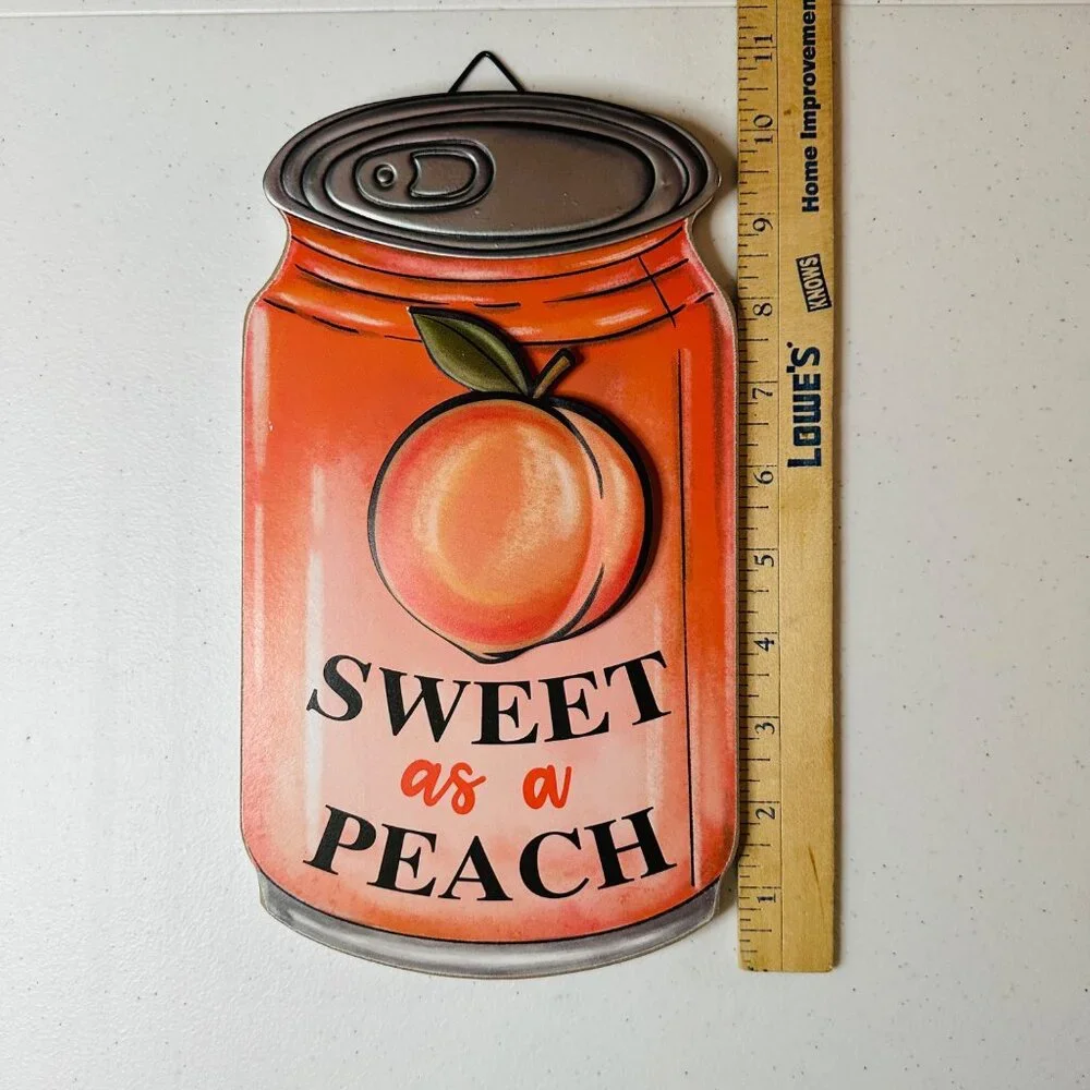 Sweet As A Peach Wall Plaque Sign Home Decoration with Metal accents Wall Sign
